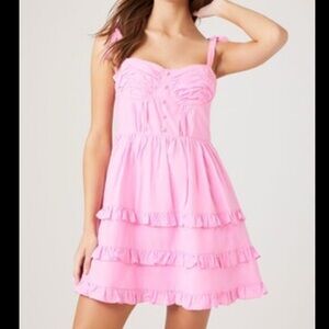 NWT size medium Forever 21 pink ruffle mini dress